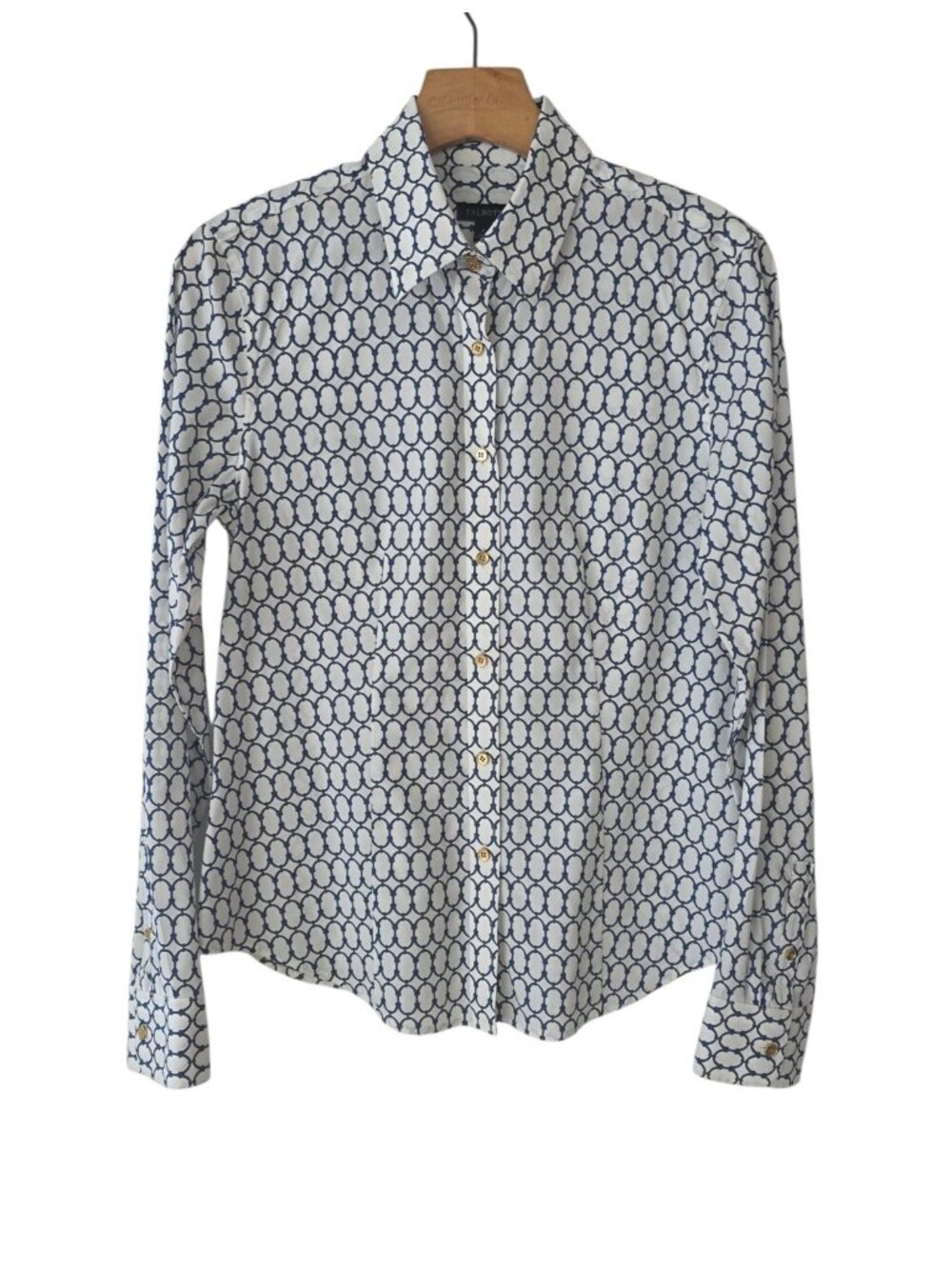 Talbots Chain Link Print Shirt Wrinkle Resistant Button Down Womens Size 4โ